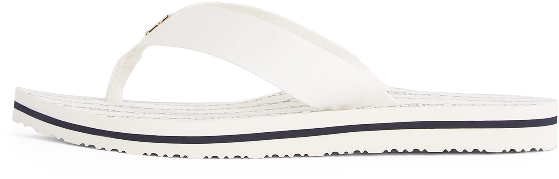 Tommy Hilfiger Women’s Elegant Chain Print Flip Flops, Off-White (Ivory), 3.5