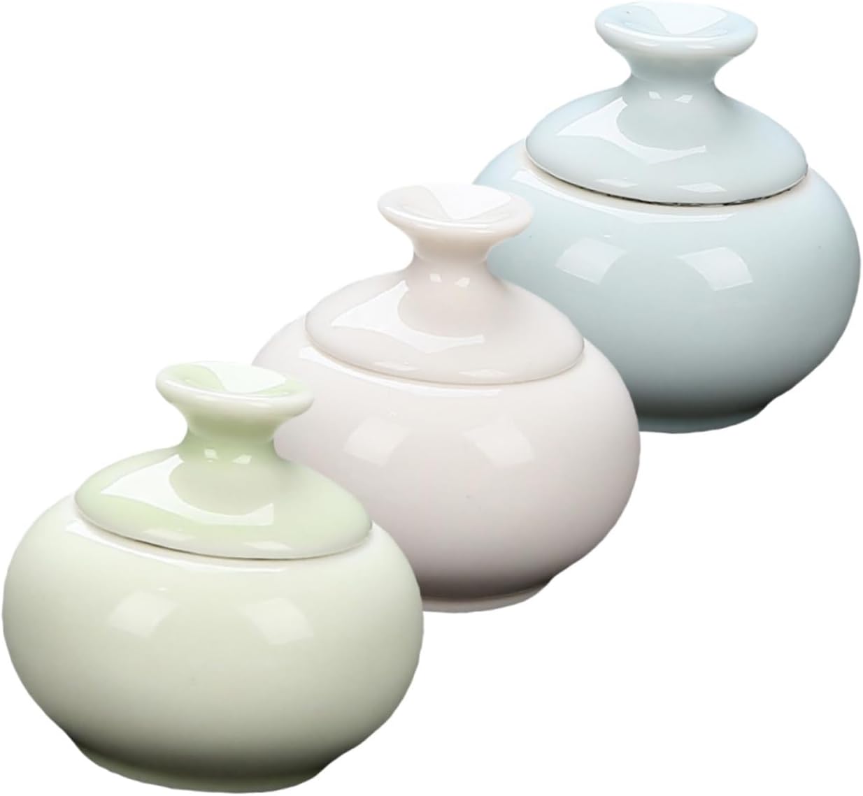 3Pcs Ceramic Tea Canister Decorative Holders Empty Cream Jar for Travel Skincare Sample Storage Jars