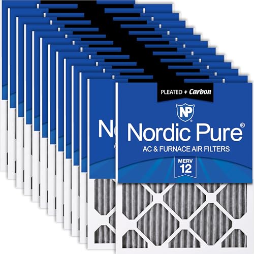 Image of Nordic Pure 20x25x1 Pleated MERV 12 Plus Carbon Air Filters 24 Pack | Actual Size: 19 1 /2 x 24 1 /2 x 3 /4 Made in USA, Advanced HVAC Furnace Filtration, Pet & Household Odor Control