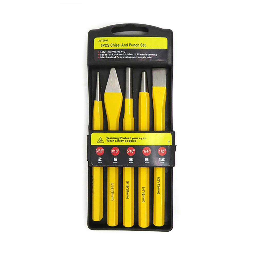 5pcs Industrial Mechanics Punch and Chisel Set Pin Tapered Center Cold Roll Gauge Center Punches Chisel Gauge Chisel Gauge