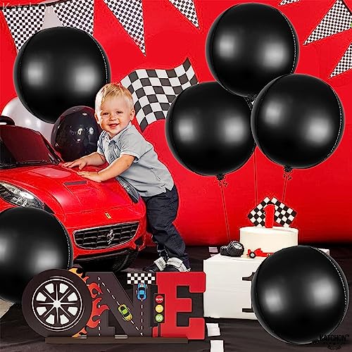 Image of KatchOn, Big Matte Black Foil Balloons - 22 Inch, Pack of 6 | 4D Metallic Balloon for Black Birthday Decorations | Black Metallic Balloon, Happy New Year Balloons for New Years Decorations | NYE Decor