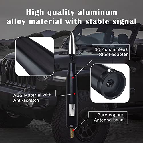 1 Pack Car Bullet Antenna, For Gm Chevy Silverado 1500 2500 3500 Hd Avalanche Gmc Sierra 1500 2500 3500 Denali Heavy Duty Pickup Trucks Accessories, American Flag (Silver) #TOP5