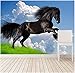 Produktbild Tapeten Schwarzes Pferd Tier Fototapete 3D Vlies Wandtapete XXL Moderne Wanddeko Wandbilder Wohnzimmer Schlafzimmer Wand Dekoration 250x175cm
