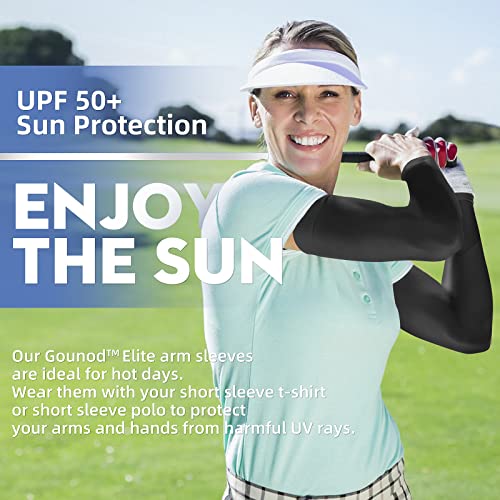 Image of GOUNOD Sun Protection Cooling Arm Sleeves with Thumb Holes - Gardening Outdoors Sports Workouts Sunscreen Arm Sleeves