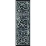 Maples Rugs Georgina Traditional Runner Rug Non Slip Hallway Entry Carpet [Made in USA], 2 x 6, Navy Blue/Green