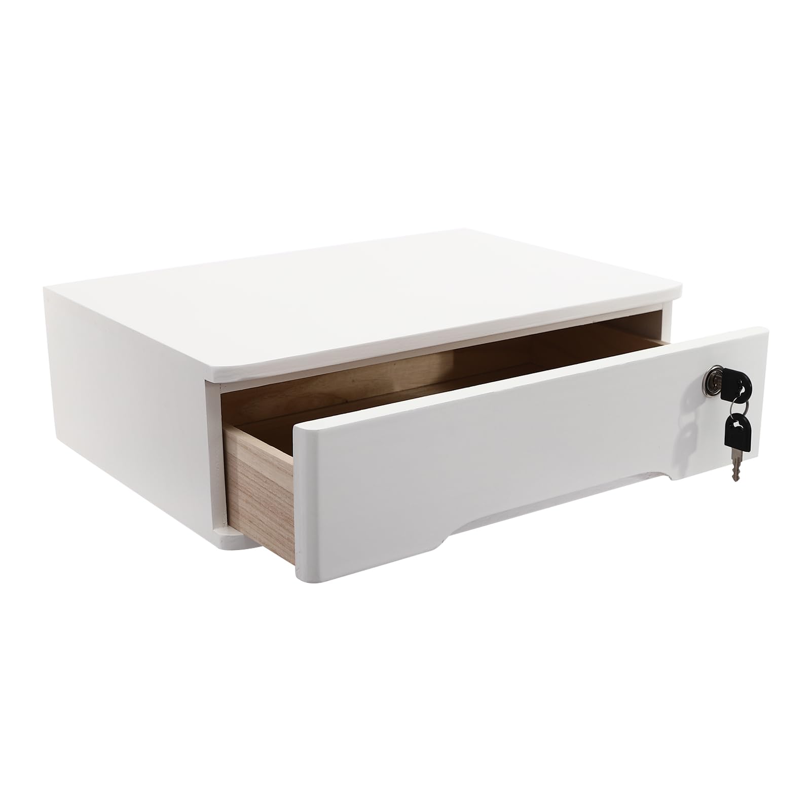 Schreibtisch-Aufbewahrungsbox mit Schloss, Holz-Aufbewahrungsset 1 Schublade aus Holz Organizer Aufbewahrungslösung 40 * 28 * 12cm Aufbewahrungskiste Schubladen-Organizer für Büro (Weiß)