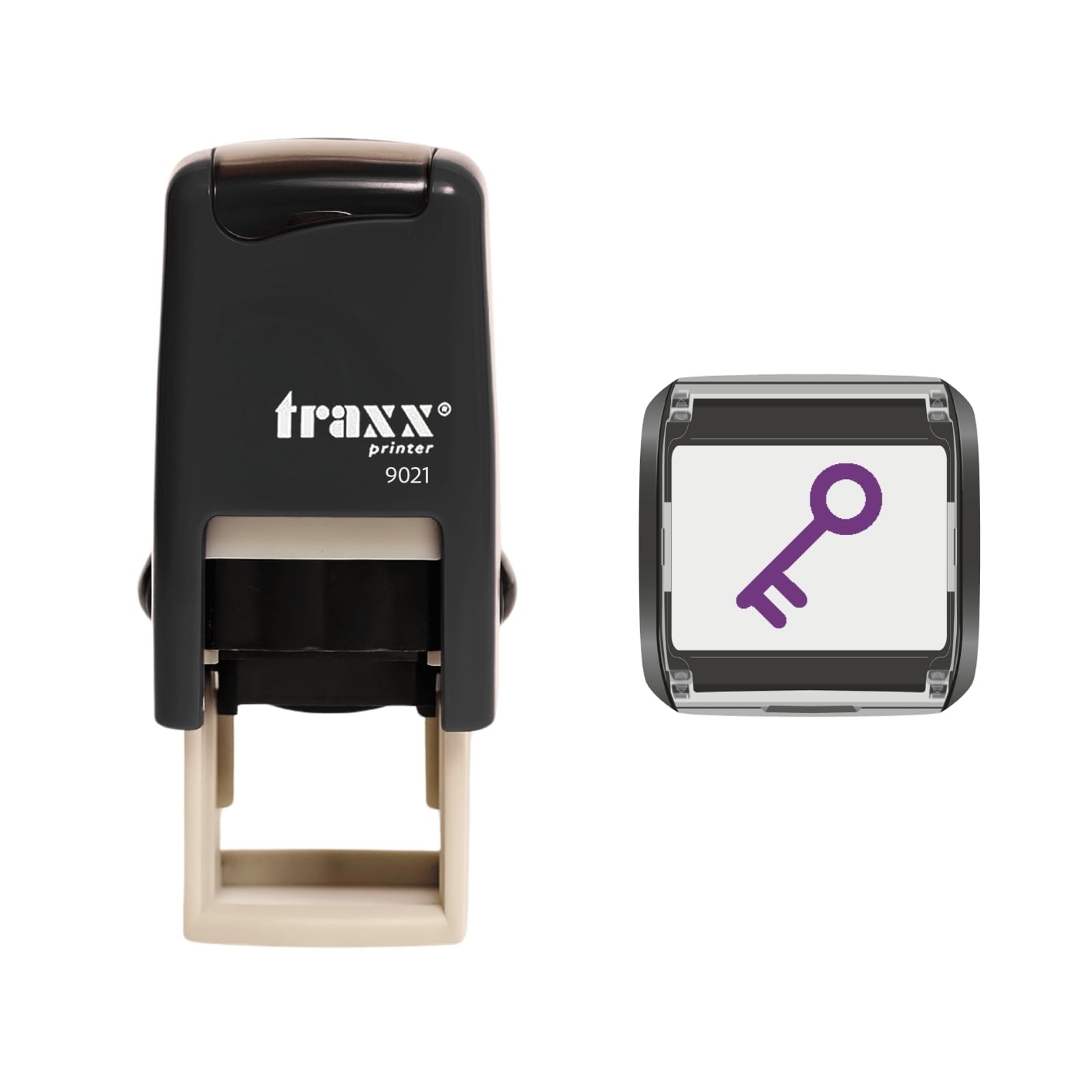 Traxx 9021 Loyalty Card Self Inking Rubber Stamp Business *Violet Key Design*