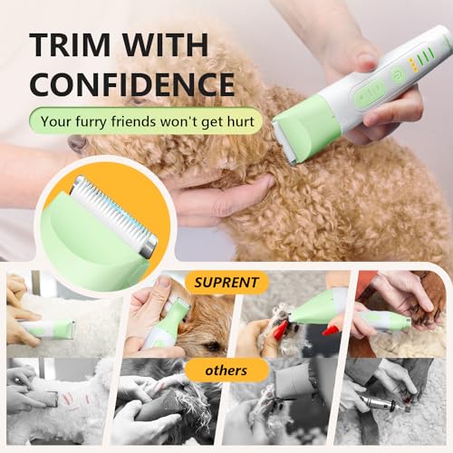 SUPRENT Dog Grooming Kit, 4 in 1 Dog Clippers for Grooming Supplies, Cordless Electric Pet Nail Grinder Cat Paw Trimmer Professional Long Hair Shaver Set for Cat Matted Hair and Small Dogs Thick Coats - Image 7