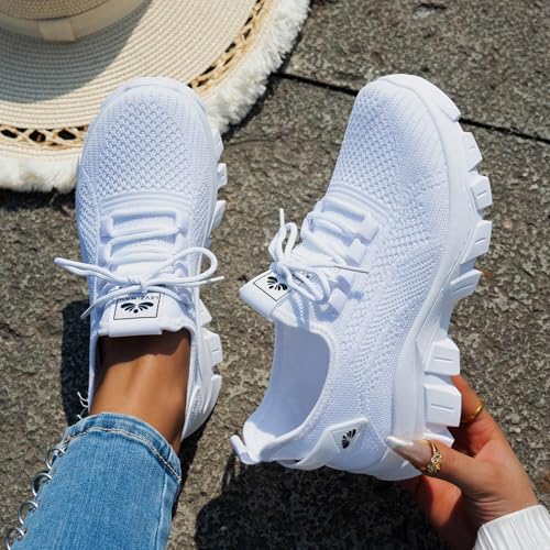 Wide Toe Box Sneakers Women Slip On Walking Shoes Casual Lace Up Mesh Sneaker Lightweight Comfy Breathable Tennis Running Shoes Womens Non-Slip Gym Workout Athletic Jogging Trainers4