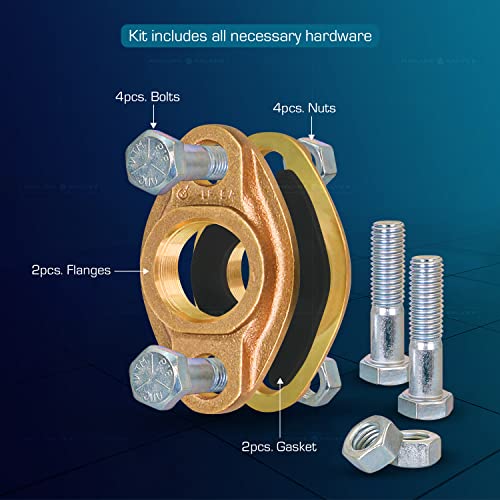 Image of Midline Valve XNGU112L-OM-5 Water Meter Hardware Kit Includes 2 Flanges, 2 Gaskets, 4 Nuts, 4 Bolts 1-1 /2 Connection Bronze (5 Pack), 1-1 /2 inch FIP