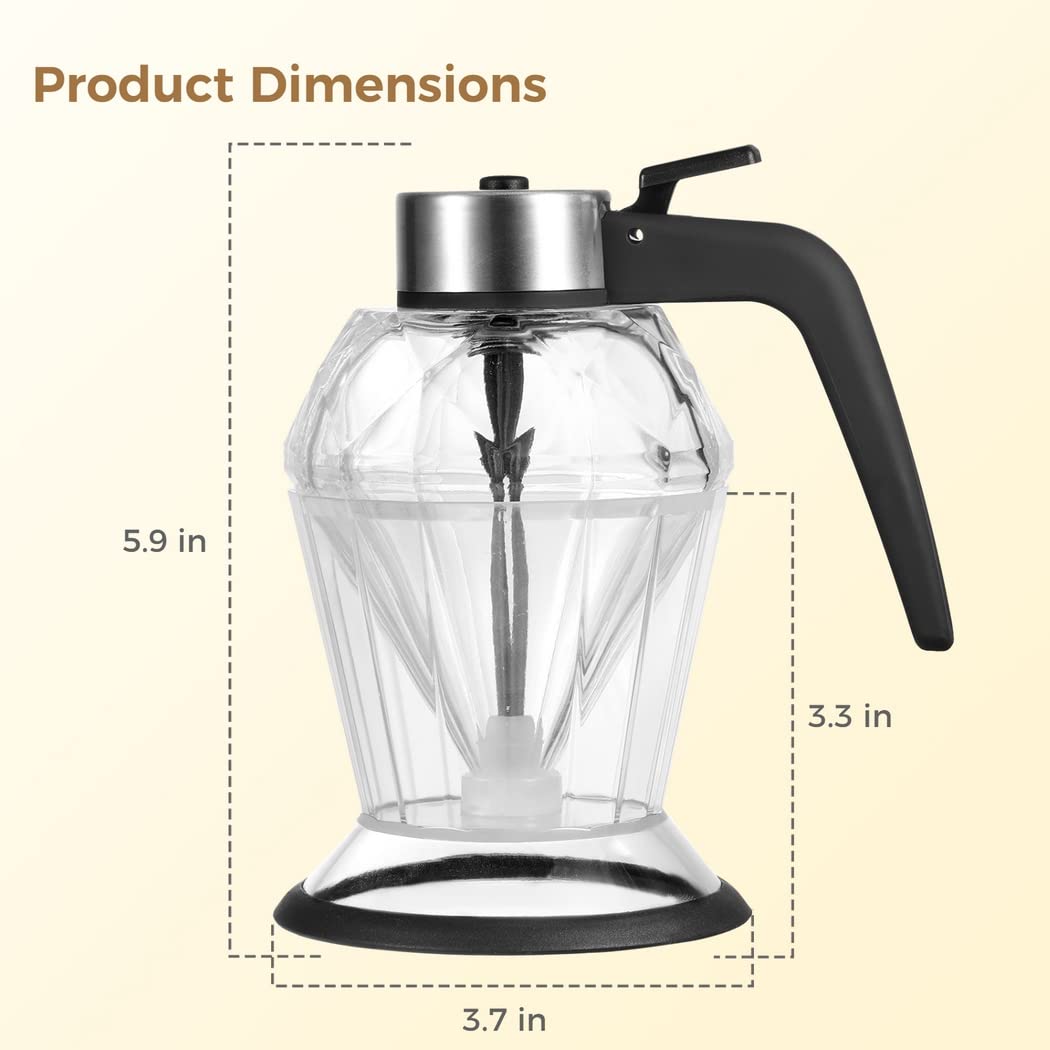 Distributeur de miel, pot à sirop en verre pour pancakes, forme élégante inspirée d une gemme, avec base support, verseur sans goutte pour huile alimentaire, vinaigre, sauce soja