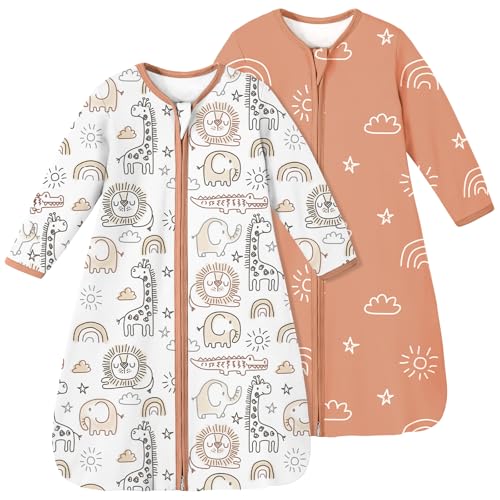 Image of Yoofoss Baby Sleep Sack 6-9 Months 100% Organic Cotton Long Sleeve Wearable Blanket Baby 2-Way Zipper 0.5 Tog Newborn Sleeping Sack, Lightweight