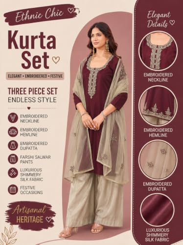 Image of Womanista Farshi Salwar Suit for Women| Farsi Kurta Set with Dupatta