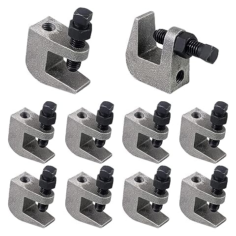 NIDAYE Top Beam Clamps, UNC 3/8" Iron Safety Rod Beam Clamp, 3/4" Jaw Opening, Beam Wall Ceiling Mount Vertical Piping Support-Clamp for Copper, PVC Tubing, 10 Packs Cover