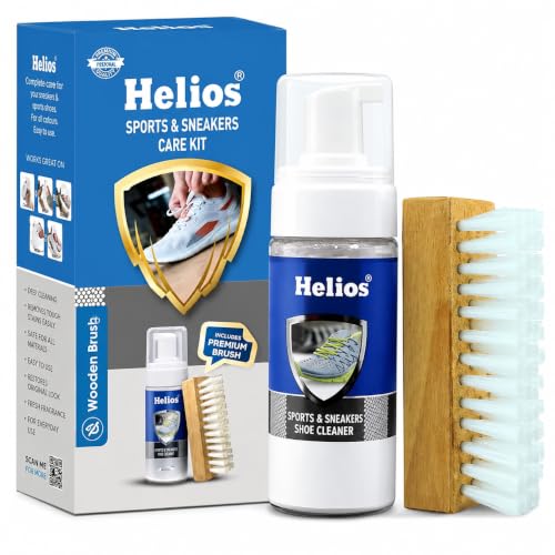 Image of Helios Shoe Cleaning Kit With Brush | Sports and Sneaker Shoe Cleaner | Easy Sneaker Cleaner Kit For White Shoes, Sneakers & Casual Footwear | Dirt & Stain Remover