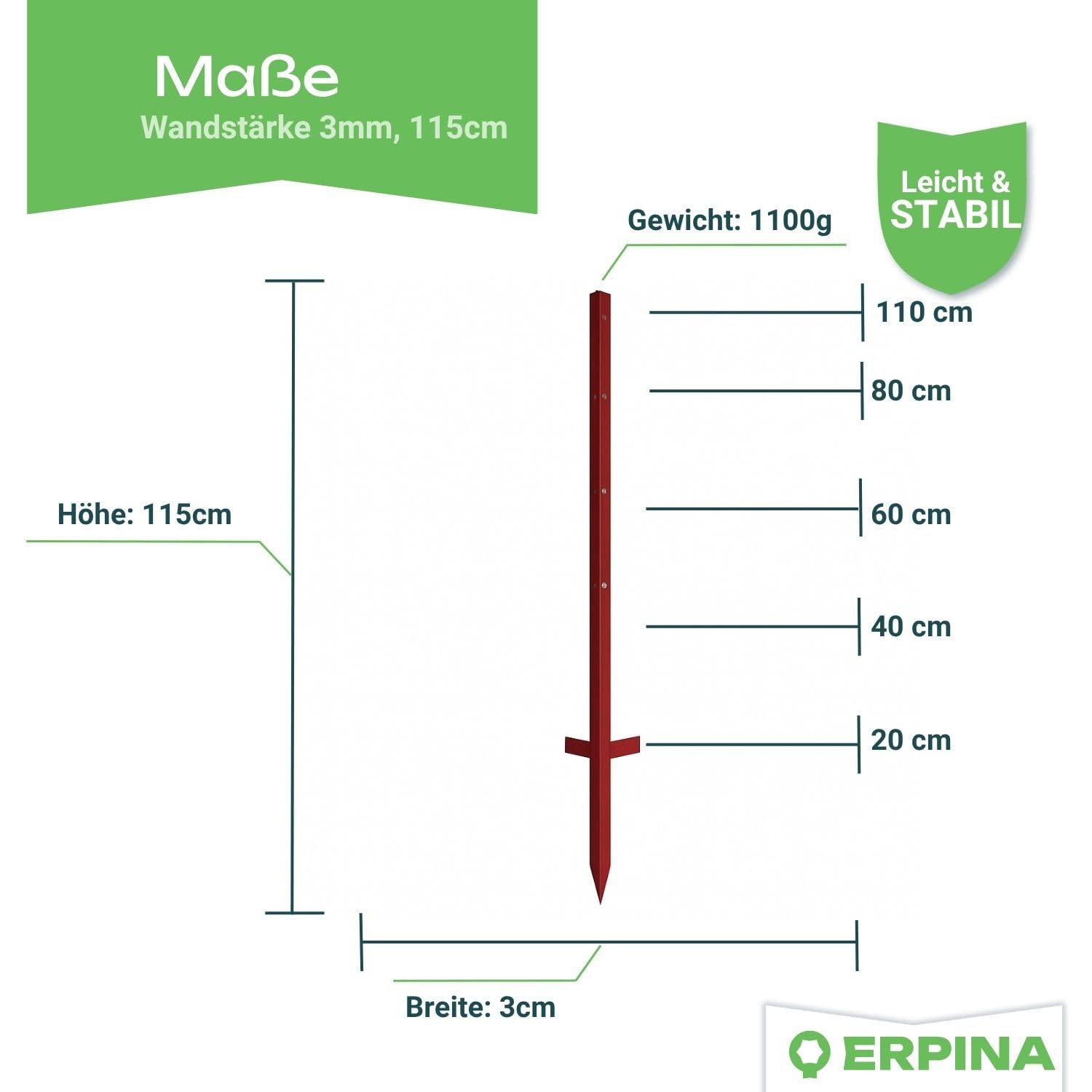 10er Pack Winkeleisenpfahl 115cm lang - der robuste Weidezaunpfahl für harte Böden verleiht dem Weidezaun sicheren Halt - für die langlebige und sichere Einzäunung von Weideflächen.