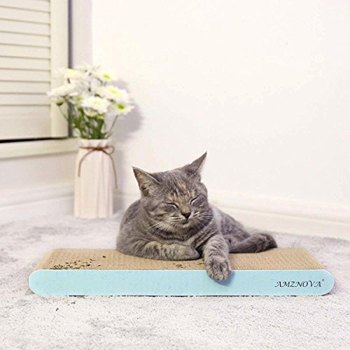 Image of AMZNOVA Cat Scratcher, Durable & Recyclable Cardboard, Colors Series, Narrow, Baby Blue