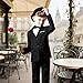 GROZLE Boys Slim Fit Suit, Formal Tuxedo Dress Suit Set for Teenage Boy 5 Pcs Toddler Suits with Suit Jacket Vest and Pants Set Shirt Tie Bowtie Weddings Outfit Graduation Homecoming (Black, 10)