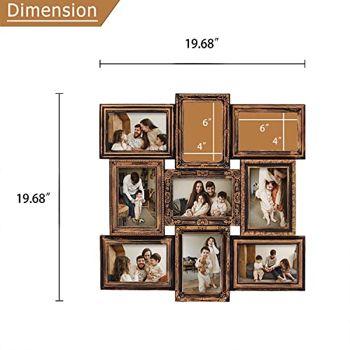 Hello Laura - 9 Opening Photo Frame Classic Royal Rustic Bronze Frame 18 X 18 Wall Hanging Photo Frame For 4 X 6 Inch Photo Sockets X 9 Frame Edge | Gallery Style #TOP5