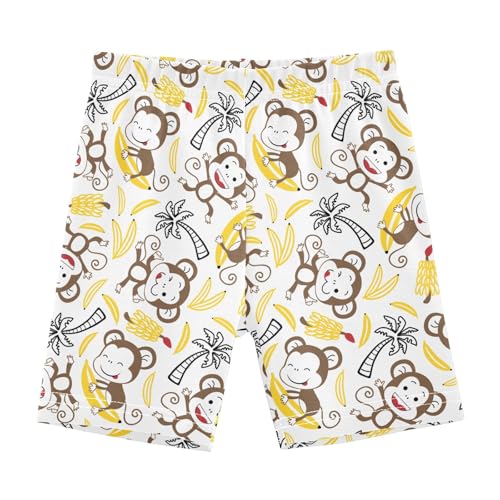 JHKKU Girls Cartoon Monkey Banana Shorts Cotton Cartwheel Bike Kids Biker Under Dress Dance Short Girl Clothes 6T