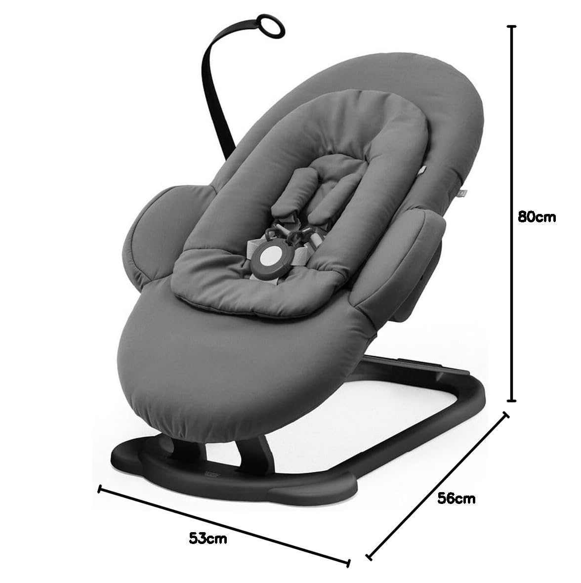 Hamaca Stokke Steps, chasis en gris espiga/negro - para bebés de 0 a 6 meses