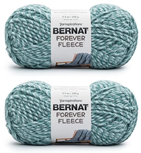 Image of Bernat Forever Fleece Leisure Teal Yarn - 2 Pack of 280g /9.9oz - Polyester - 6 Super Bulky - 194 Yards - Knitting /Crochet