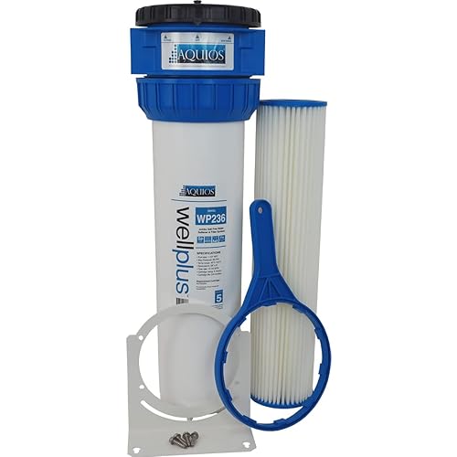 Aquios® WellPlus™ WP236 Jumbo Salt Free Water Softener & Filter System - Prevents Calcium Scale & Iron - Removes Sediment, Rust, Dirt - High Flow Rate - Built in by-Pass & Shut Off Valve