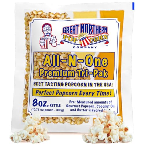 Comparison: Best Kernels For Popcorn Machine 7 8oz Popcorn Machine Popcorn Packets - All-in-One Movie Theater Style Popcorn Kernels, Salt, and Oil Packs by Great Northern Popcorn (24 Case)