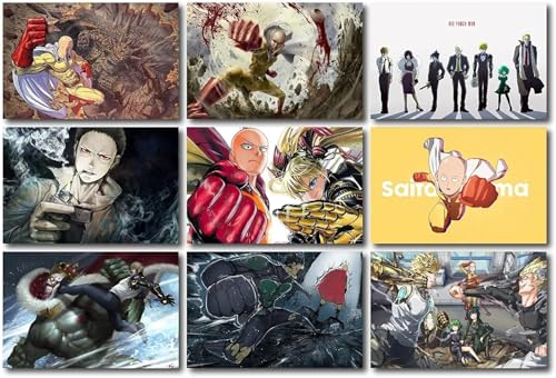 Image of ATEVON One Punch Man Wall Poster Set - Pack of 18 Mini Wall Collage Kit (6x4 Inch) - Aesthetic Posters for Room Decor, Unframed Wall Art for Fans