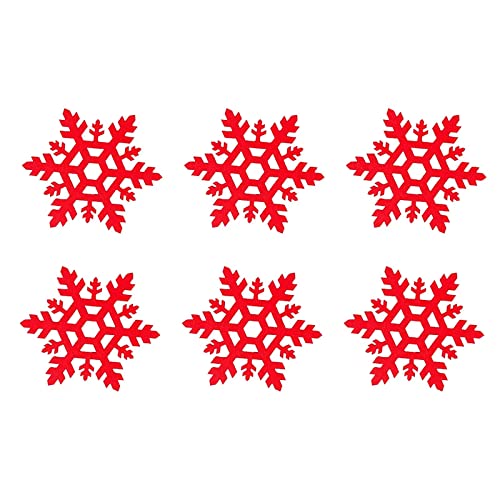 Sottobicchiere Natale,Sottobicchieri Natalizi,Natalizi Sottobicchiere per Tavola,Sottobicchieri con Design a Fiocco di Neve,Sottobicchieri di Natale con Fiocchi di Neve,6 Pezzi,Rosso