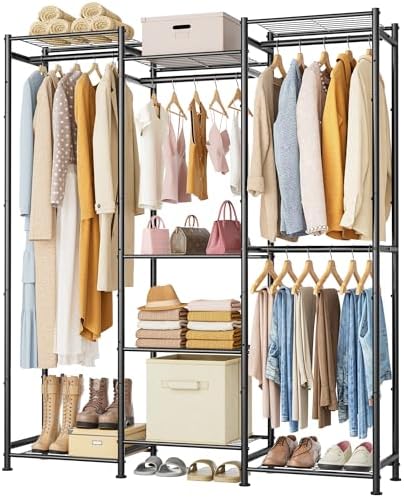 HOMIDEC Wardrobe Closet, 4 Hanging Spaces Portable Clothes Rack,F...
