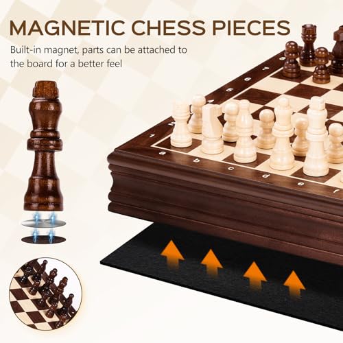 Set de Ajedrez y Damas de Madera Magnético para Niños 12" miniatura 5