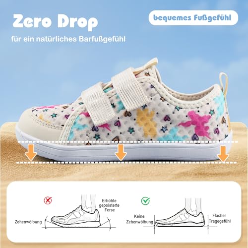 IceUnicorn Barfußschuhe Kinder Barfussschuhe Jungen Mädchen Breite Minimalistische Aquaschuhe Traillaufschuhe Strandschuhe(Beige, 23EU)