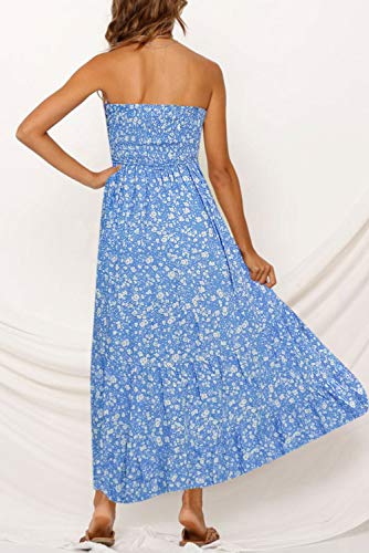 Image of ZESICA Women's Summer Boho Strapless Maxi Dress 2026 Casual Off Shoulder Smocked Flowy A Line Beach Holiday Long Dresses