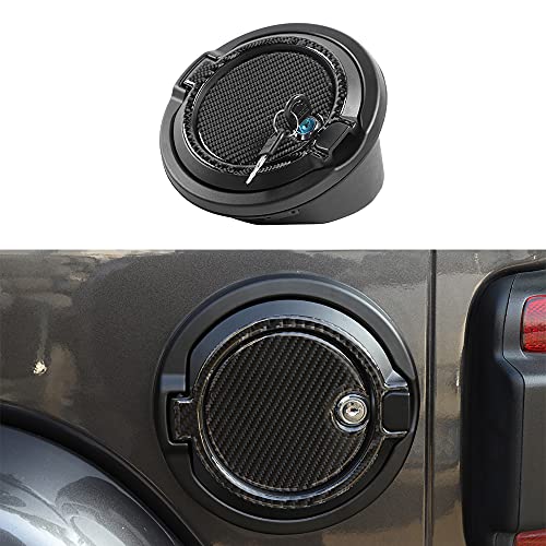 JUNLELI Fuel Filler Door Guard Gas Oil Tank Cap Covers for Jeep Wrangler JL 2018 2019 2/4-Door Car Exterior Accessories ABS Metal Black