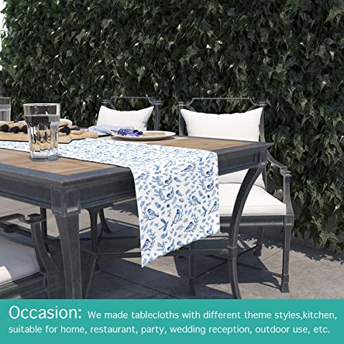 Blue Bird Pattern Table Runner Chic Vintage Birds Spring Table Runners Decor Home Kitchen Dining Room Garden 14X72 Inches #TOP3