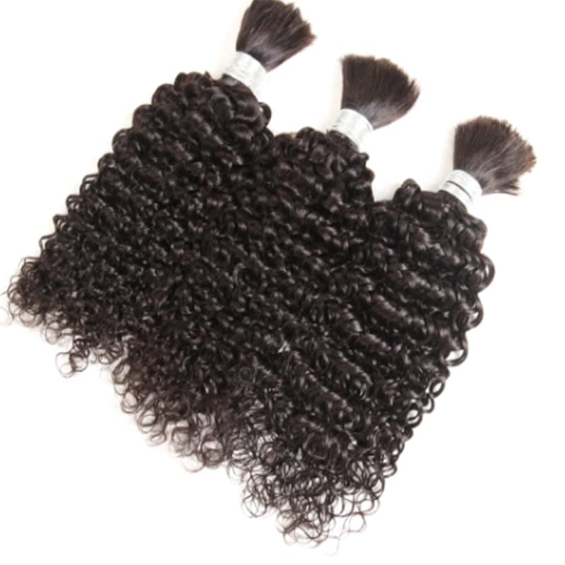 Human Hair Bulk for Braiding Curly Extensions Natural Black Kinky Curly Human Bulk Braiding Hair for Micro Braids No Weft Weaving 100g (12inch, 1Pcs/Lot)