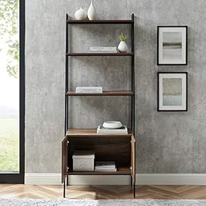 Walker edison furniture company industrial modern ladder bookcase wcabinet 72 inch reclaimed barnwood  urban country home decor