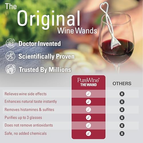Image of PureWine The Wand Wine Purifier, Removes Histamines & Sulfites-8 Pink Wands