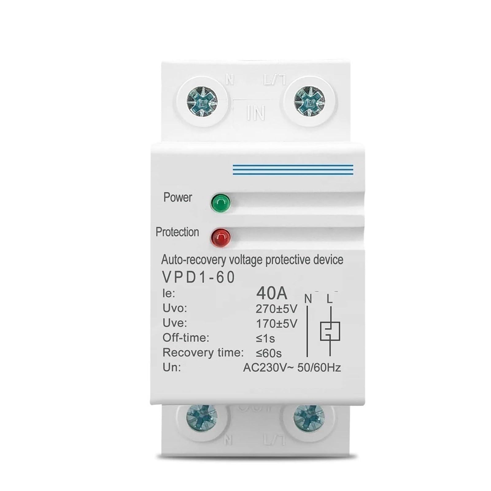 Relais de protection 40A à récupération automatique 230V - 4