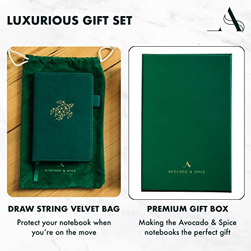 Small Notebook A6 by Avocado and Spice®, A6 Pocket Notepad with Gift Box & Velvet Bag, Small Notepad Hardback Lined Journal - Image 2