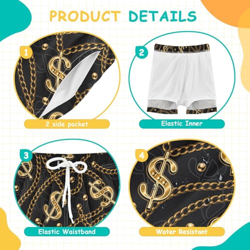 VIGTRO Boys Swim Trunks with Compression Liner Quick Dry Swim Shorts, Boys Board Shorts Summer Bathing Suit for Kids 4-13Y3