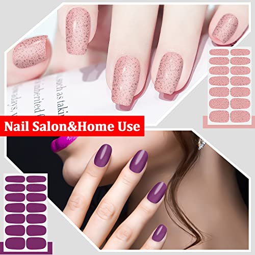 Silpecwee 24 Sheets Glitter Solid Color Nail Wraps For Women Nail Polish Strips Self Adhesive Nail Polish Stickers Gel Nail Strips For Nail Art Fingernail Manicure Stickers With 1Pc Nail File #TOP3