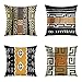Awowee Lot de 4 housses de coussin 45 x 45 cm - L'essence de la boue tribale africaine inspirée des couleurs géométriques - Décoration d'intérieur - Housse de coussin carrée pour canapé, lit, canapé