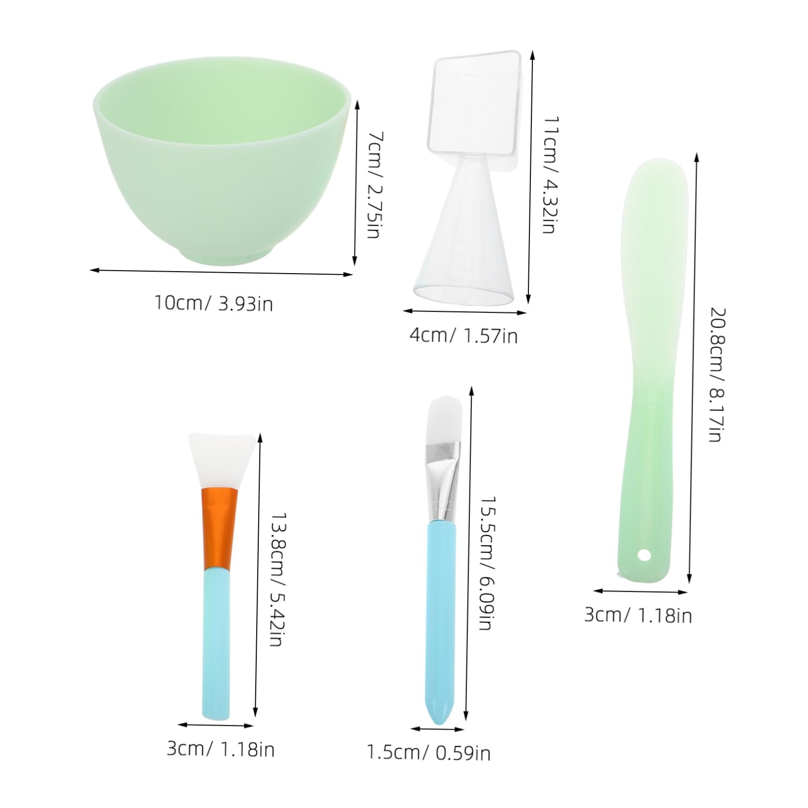 TOVINANNA Ergonomic Skincare Tools Silicone Face Mask Bowl Mixing Brush Spatula Kit for Professional Use