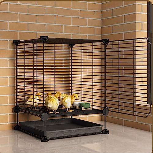 OXIZER 鶏用ケージ 大型 鶏かご 鶏小屋 家庭用 飼育ケージ 鶏舎 通気性 組み立て簡単DIYの折りたたみ式 (ブラック)
