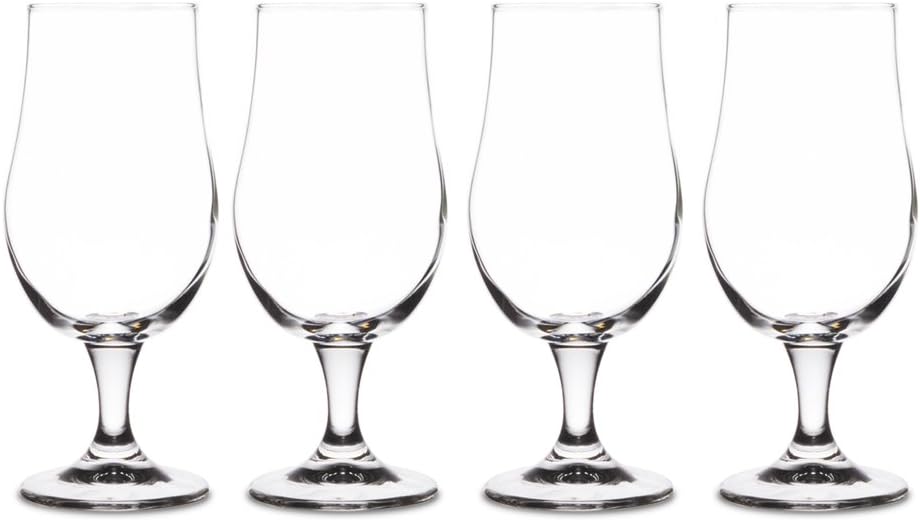 Footed Beer Glass 13.5 oz. (4-Pack w/bottle opener & coasters)