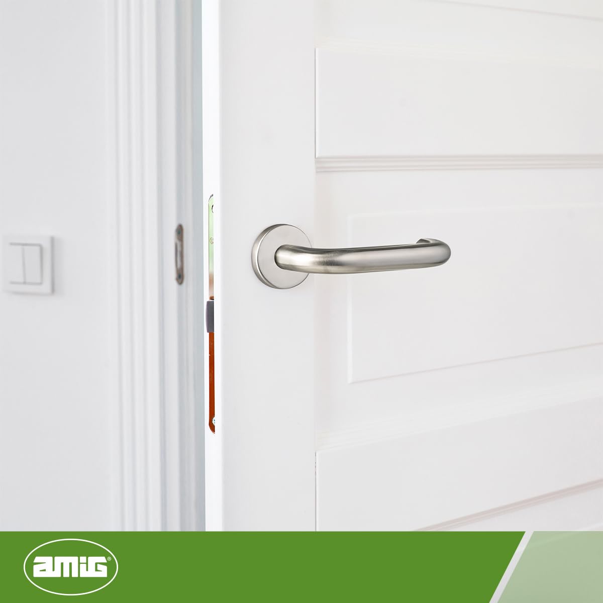 Amig - Stainless Steel Door Handle Set 18/10 (AISI 316) - Inner Rosette - Model 3RX - Size: 52 mm ø - Matt - Image 2