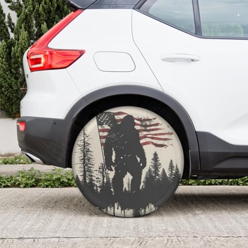 Image of Spare Tire Cover for RV Trailer, American Flag Bigfoot Tire Covers Universal Fit for Travel Trailer Camper Jeep RV SUV Truck Waterproof Wheel Cover (15 inch for Diameter 27 inch - 29 inch)