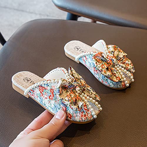 Girls Bowknot Slippers Pearl Soft Sole Princess Shoes Floral Baotou Slippers Toddlers Sandals for Girls3